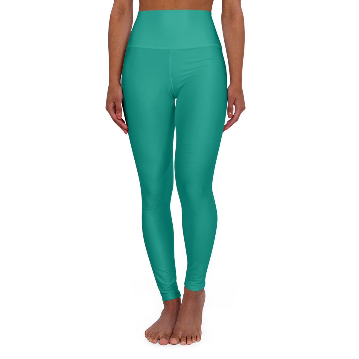 Verdigris Teal Color High-Waist Yoga Leggings Women's Seamless Poly-Span Stretchy Pants XS-2XL