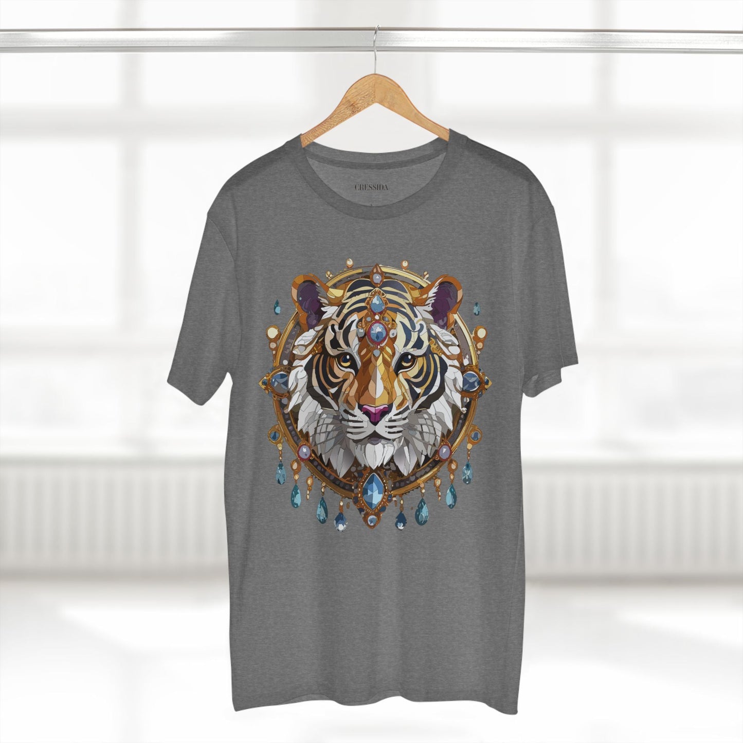 Tiger Graphic Unisex 100 Cotton Tee With Unique Animal Golden Medallion Art Design 55