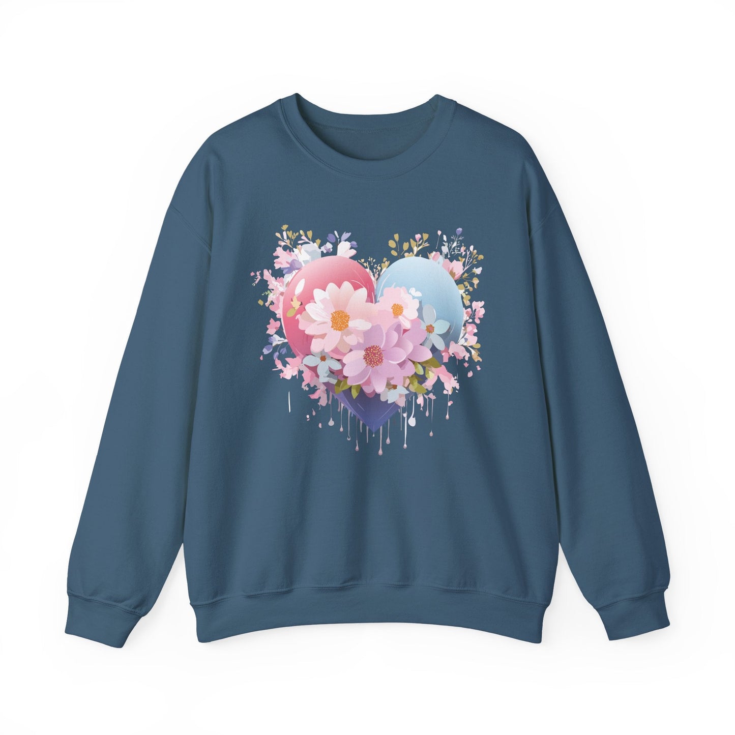 Floral Heart Unisex Crewneck Sweatshirt Gildan 18000 Heavy Blend 50 Cotton 50 Polyester