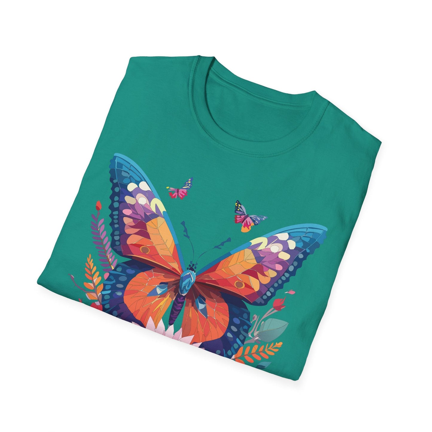 Butterfly Print Unisex T Shirt Softstyle 64000 Monarch Butterfly Themed Tee Ring Spun Cotton