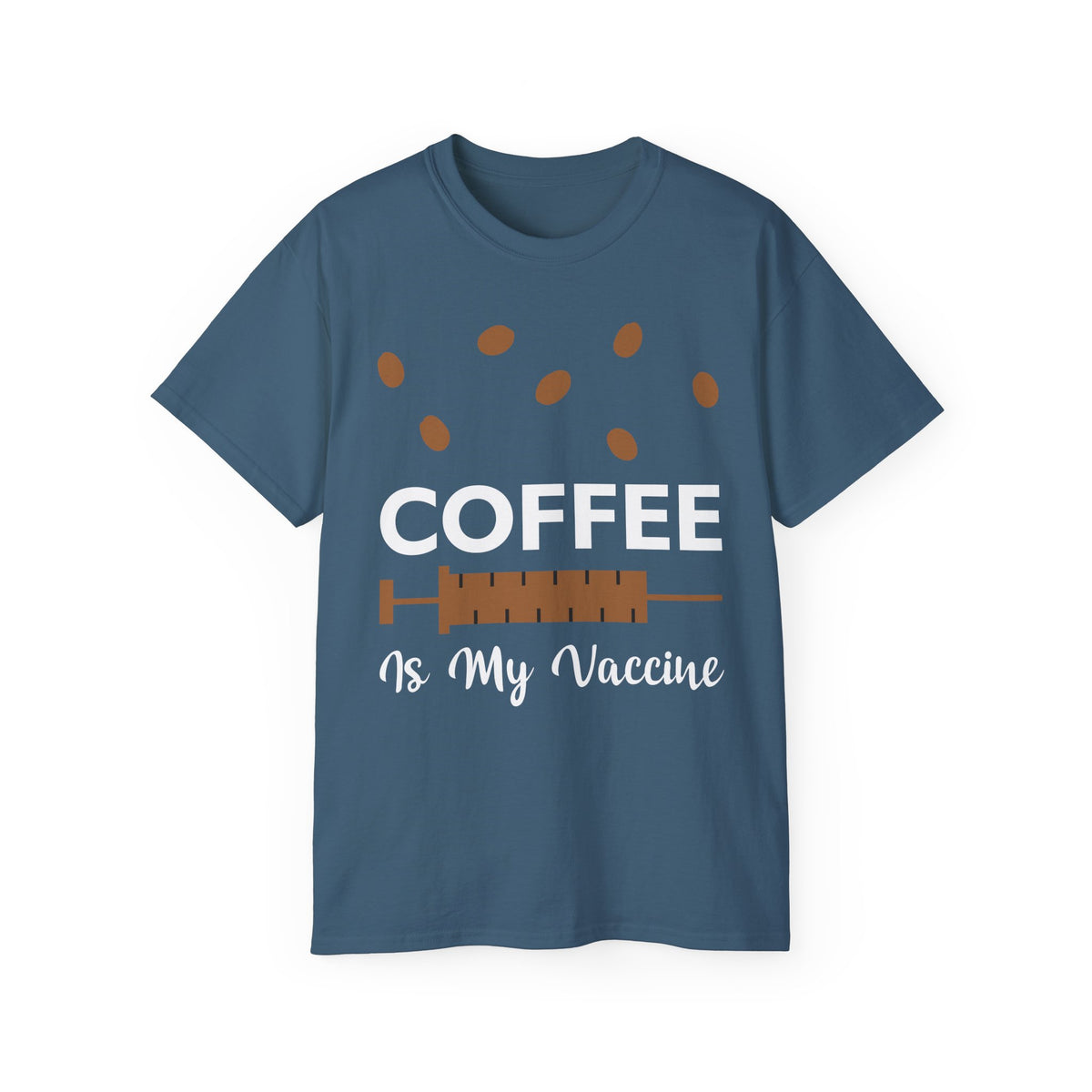 Coffee Is My Vaccine Tee | Coffee Beans & Syringe Graphic
