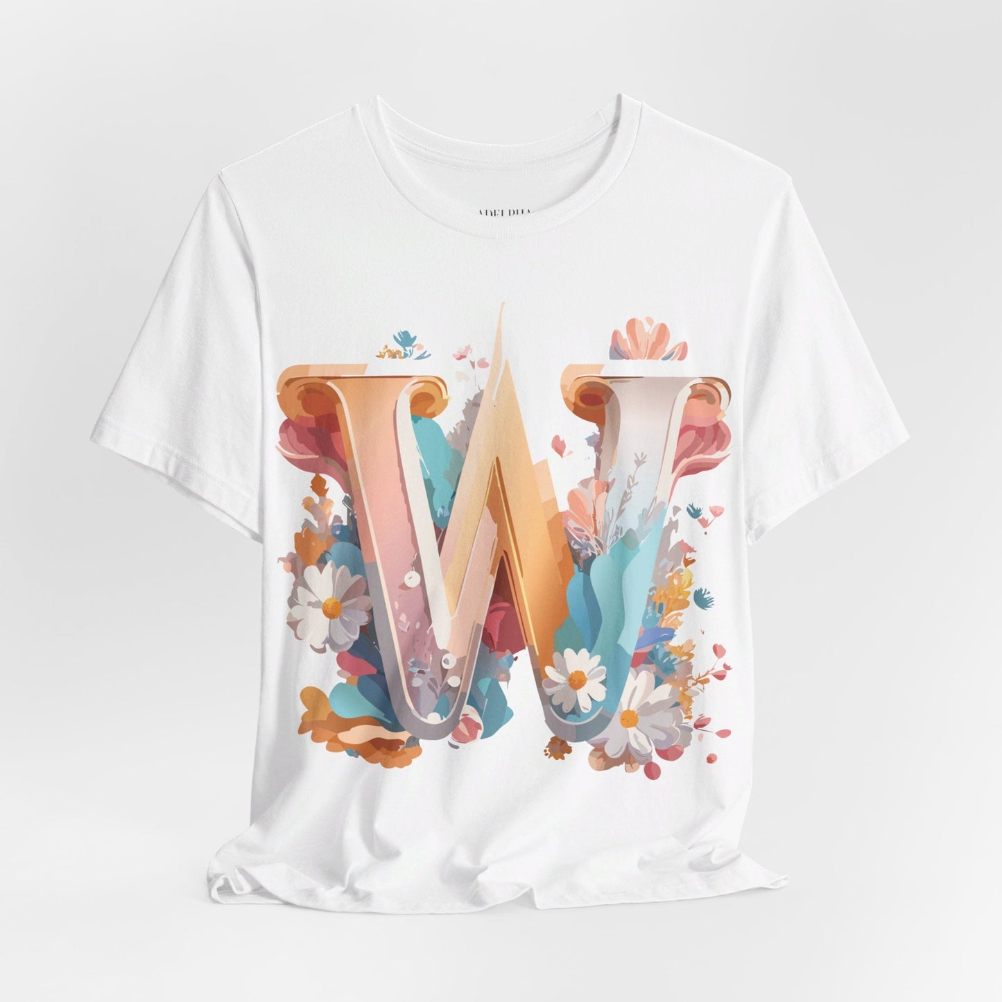 Letter W Shirt Graphic Tee Unisex Jersey Short Sleeve Vintage Inspired Art Adelpha Design