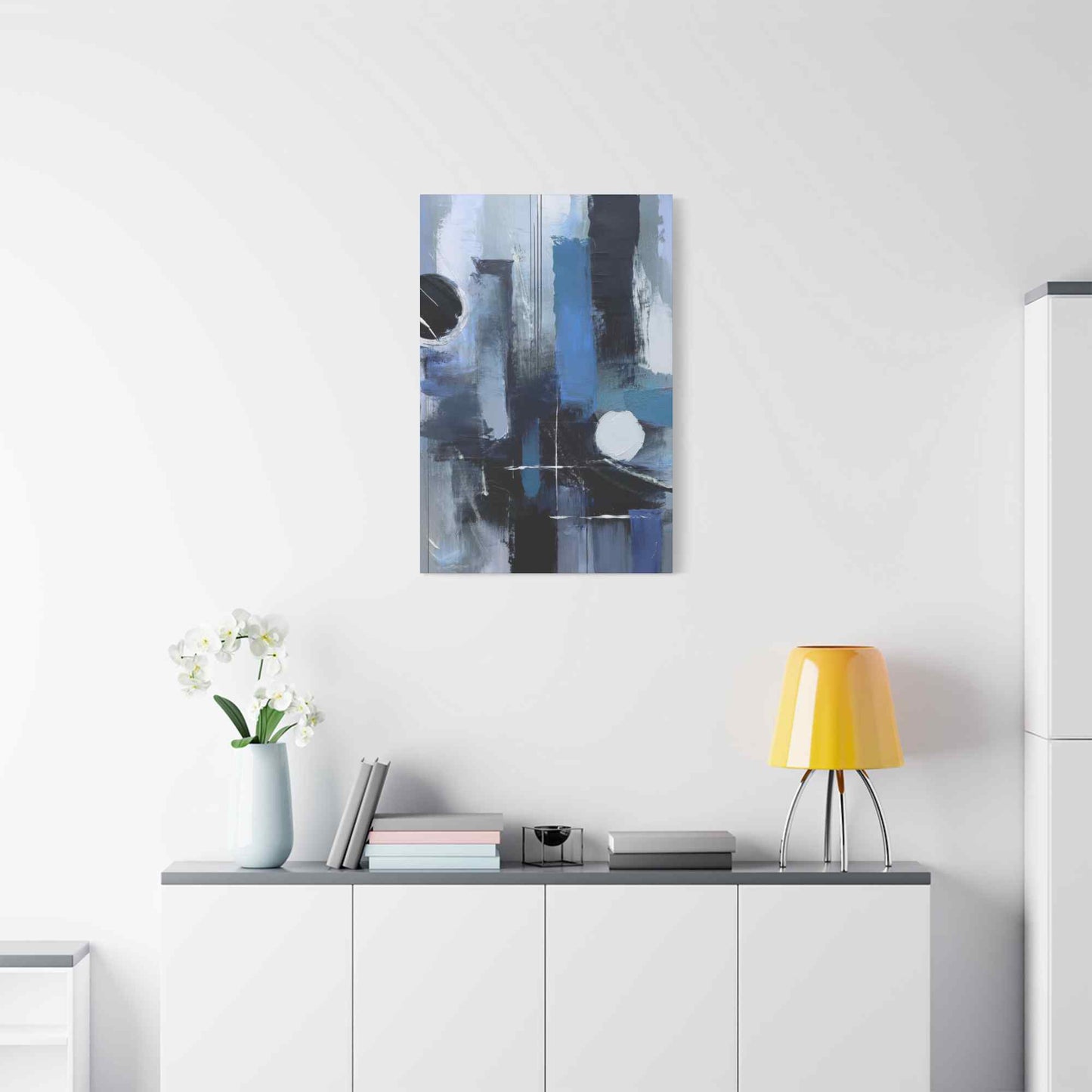 Blue Abstract Painting Print Canvas 20x24,20x30,24x30, 24x32,24x36,30x40, 32x48,36x48,40x60 Pine-Wood Inner Frame ABS-25
