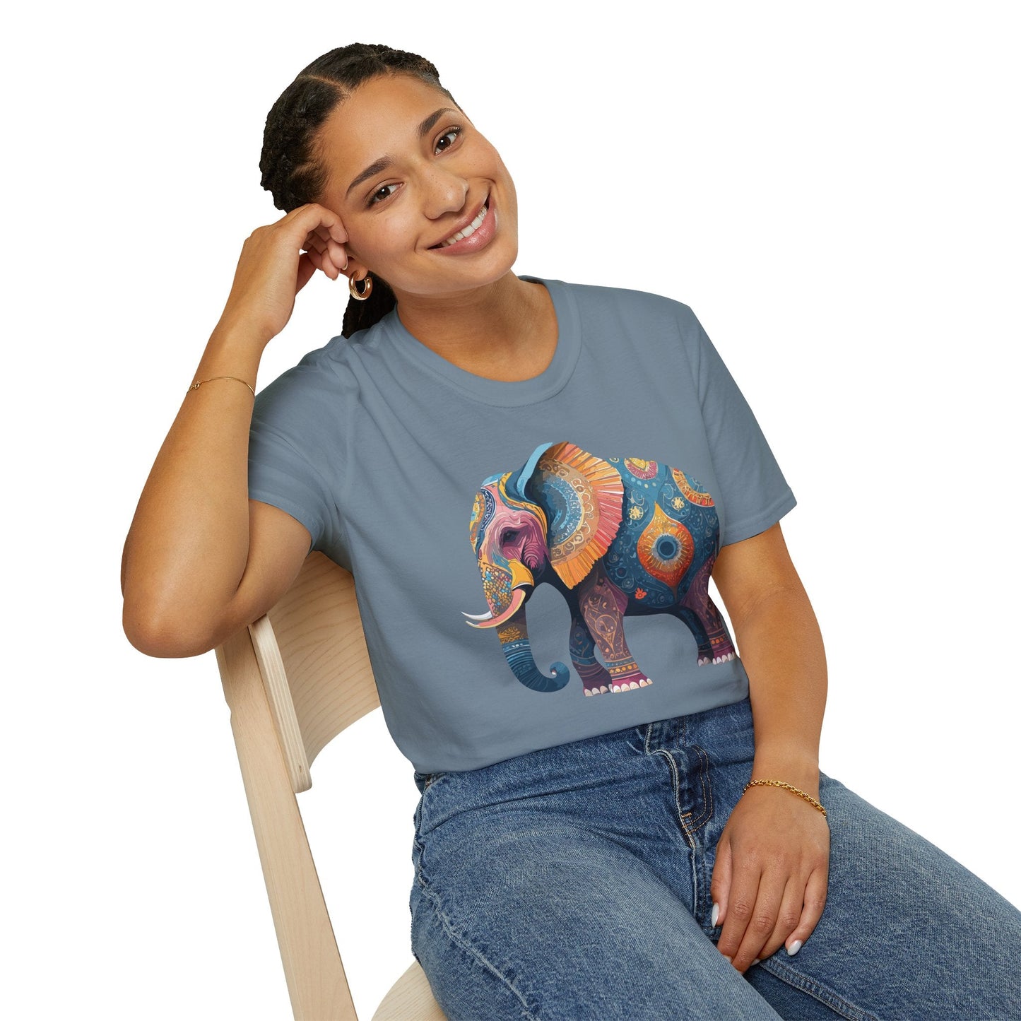 Elephant T Shirt Unisex Gildan Softstyle 64000 Tee With Animal Elephant Graphic Artwork
