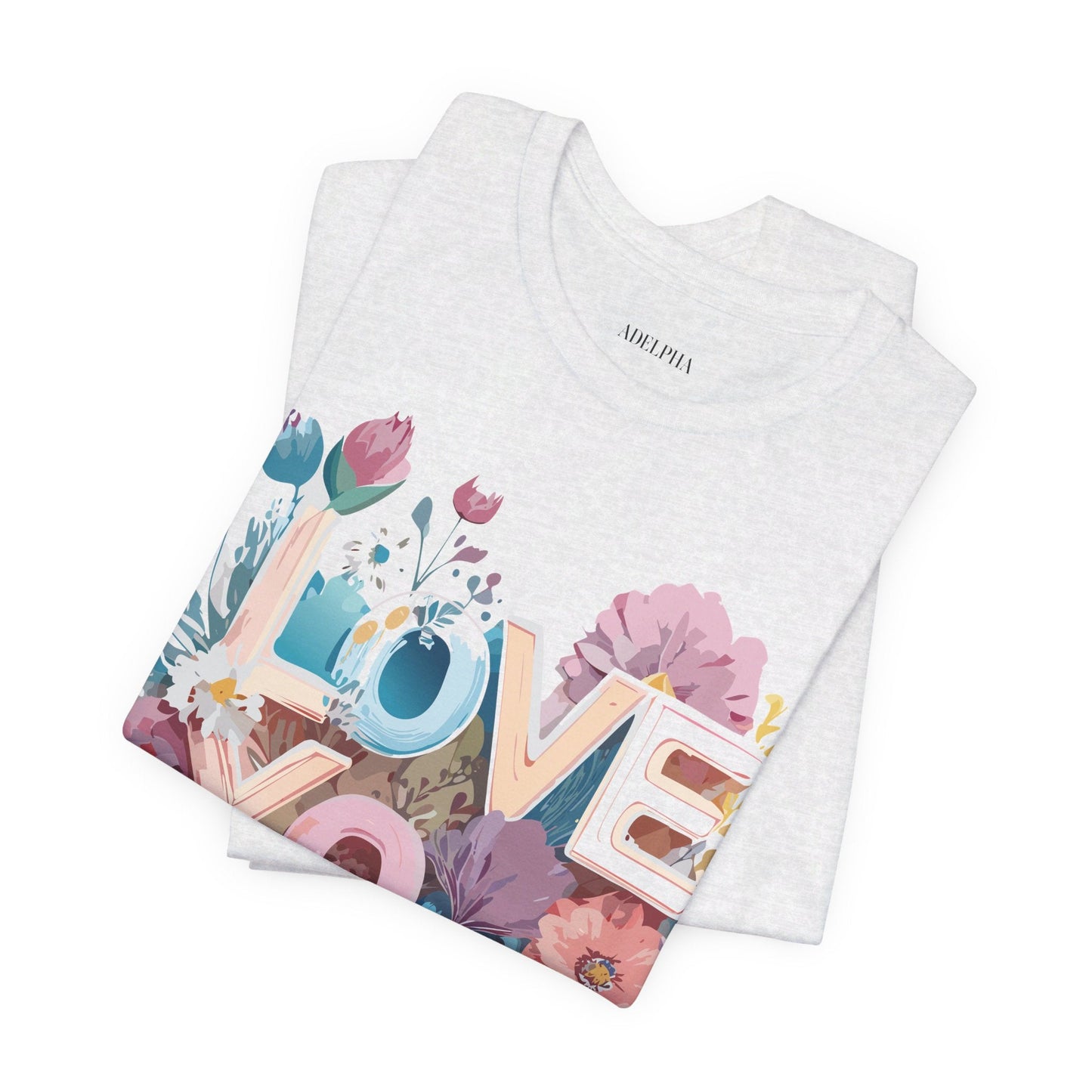 Valentine Day Graphic Unisex 100 Cotton Vintage Artwork with Love and Flower Design Tee 37