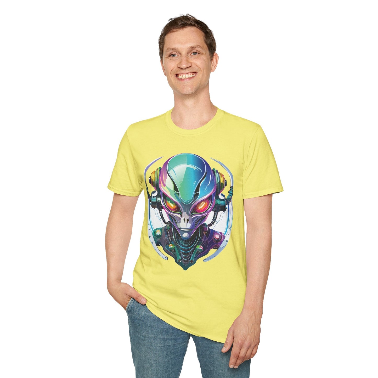 Alien Graphic Unisex Cotton Softstyle UFO Artwork Tee 3