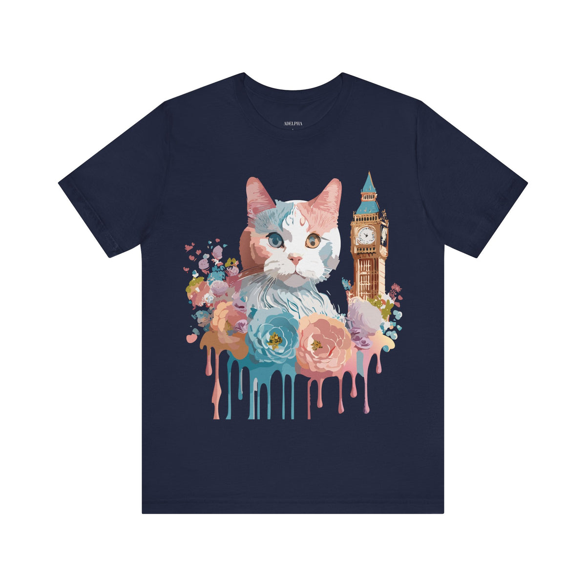 Cat Graphic Unisex Cotton Bella+Canvas Tee with Art Animal Design e100