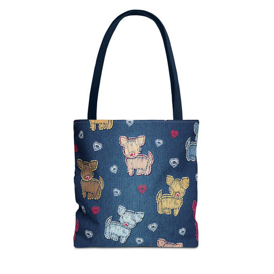 Love Day Graphic Design Denim Fabric Imitation Print Unisex Canvas Bag POLY 3 Sizes Tote Bag 201-11