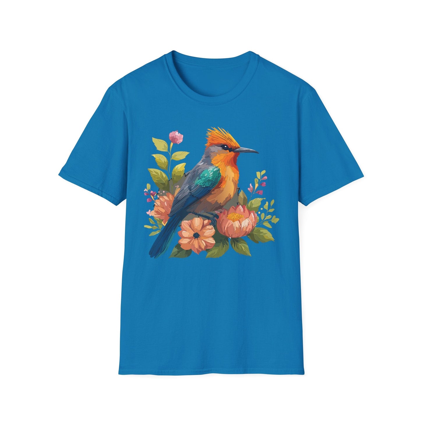 Floral Bird T Shirt For Unisex Wear Gildan Softstyle 64000 100 Percent Cotton Tee