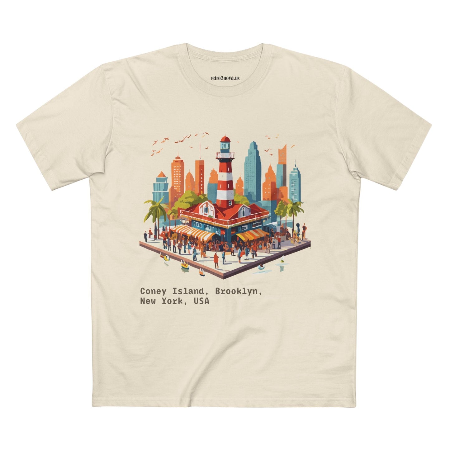 Unisex Travel Shirt Brooklyn Tourist Shirt Premium Cotton Tee with Original Art by Retro2Nova TT25