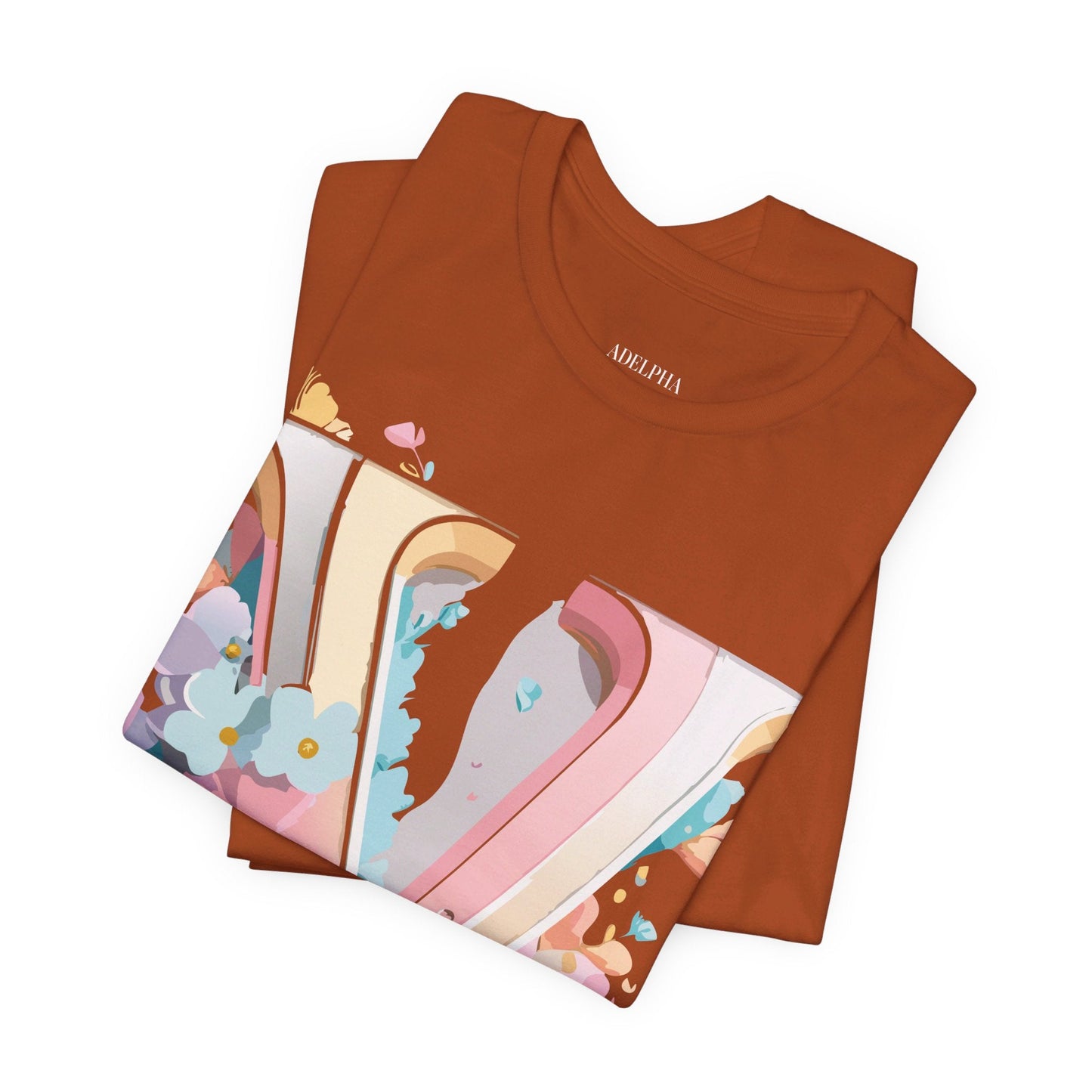 Letter V Shirt Graphic Tee Unisex Jersey Short Sleeve Vintage Inspired Adelpha Art Design