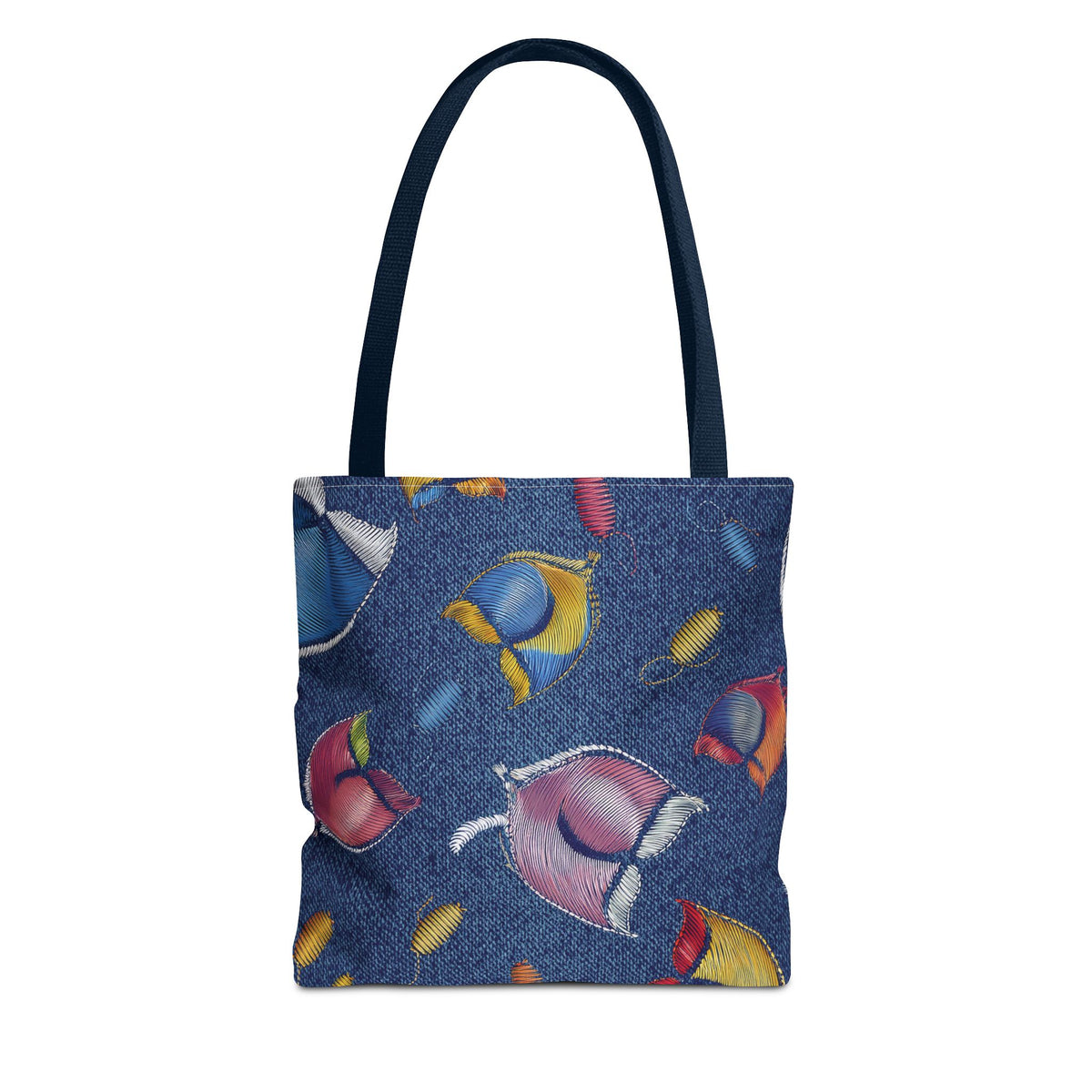 Denim Fabric Imitation Print Unisex Canvas Bag Poly Spun 3 Sizes Tote Bag 193-3