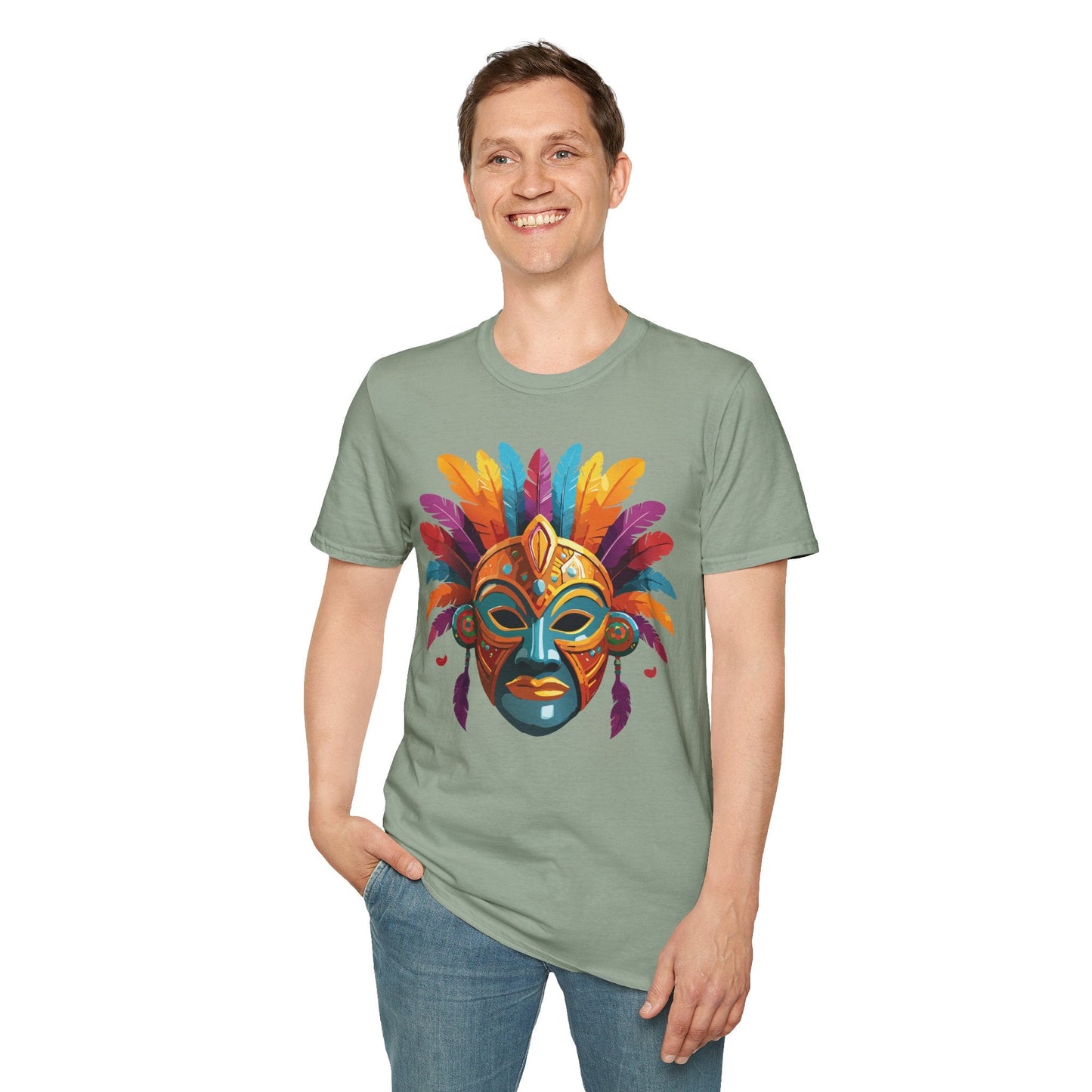 Mask Graphic Unisex Cotton Masquerade Design Artwork Tee 7
