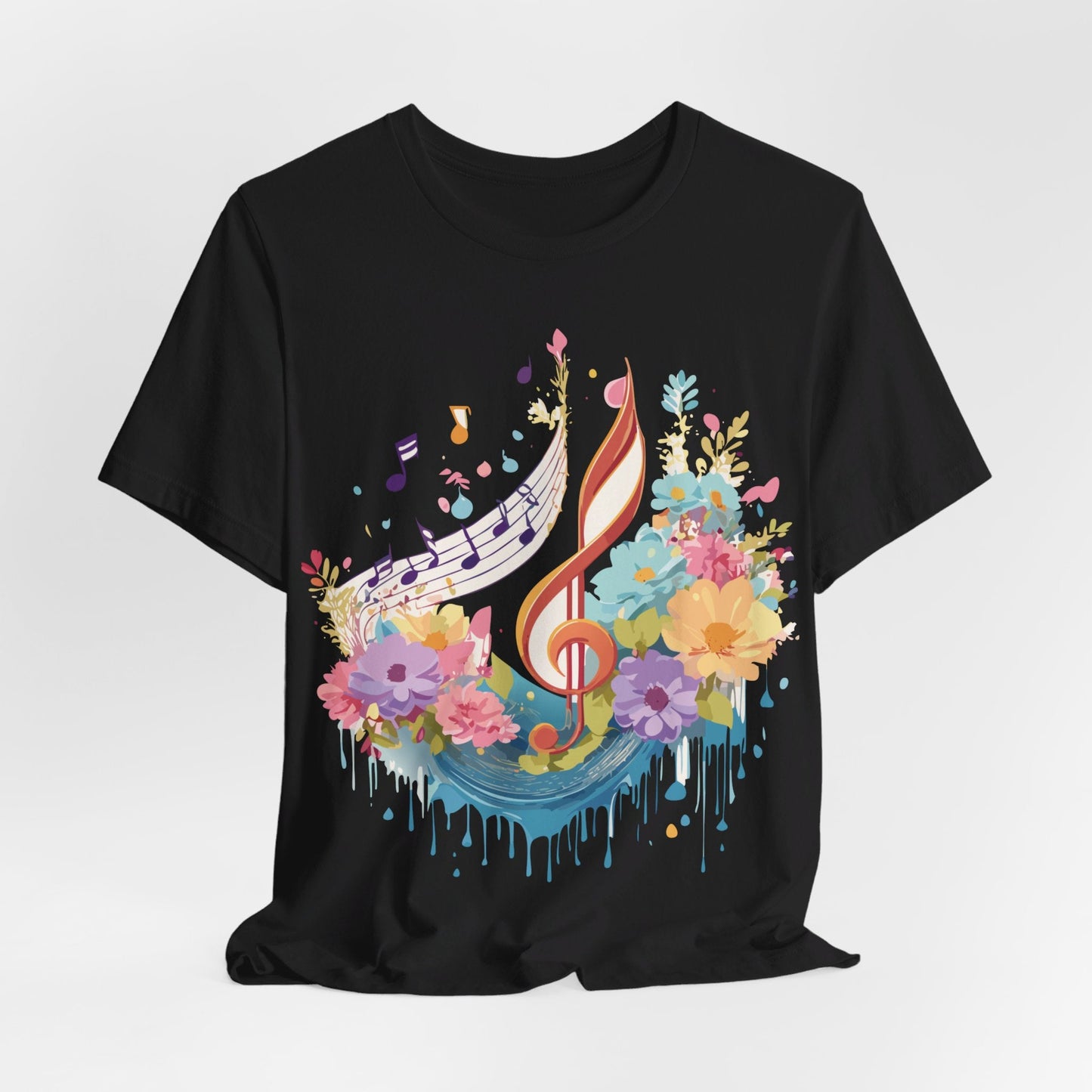 Music Graphic Unisex 100 Cotton Vintage Art with Musical Elements Tee 106