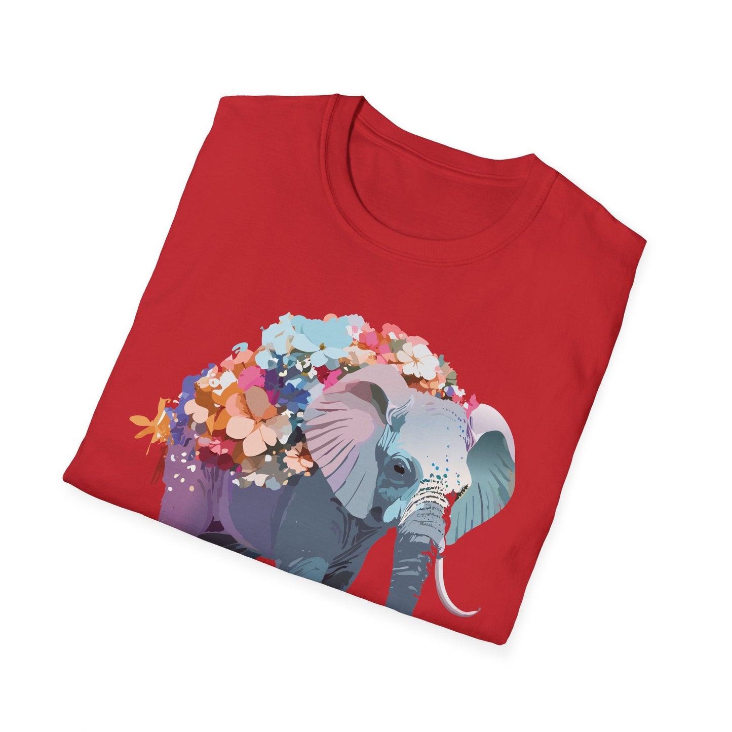 Elephant T Shirt Unisex Softstyle Tee 100 Percent Ring Spun Cotton Animal Design
