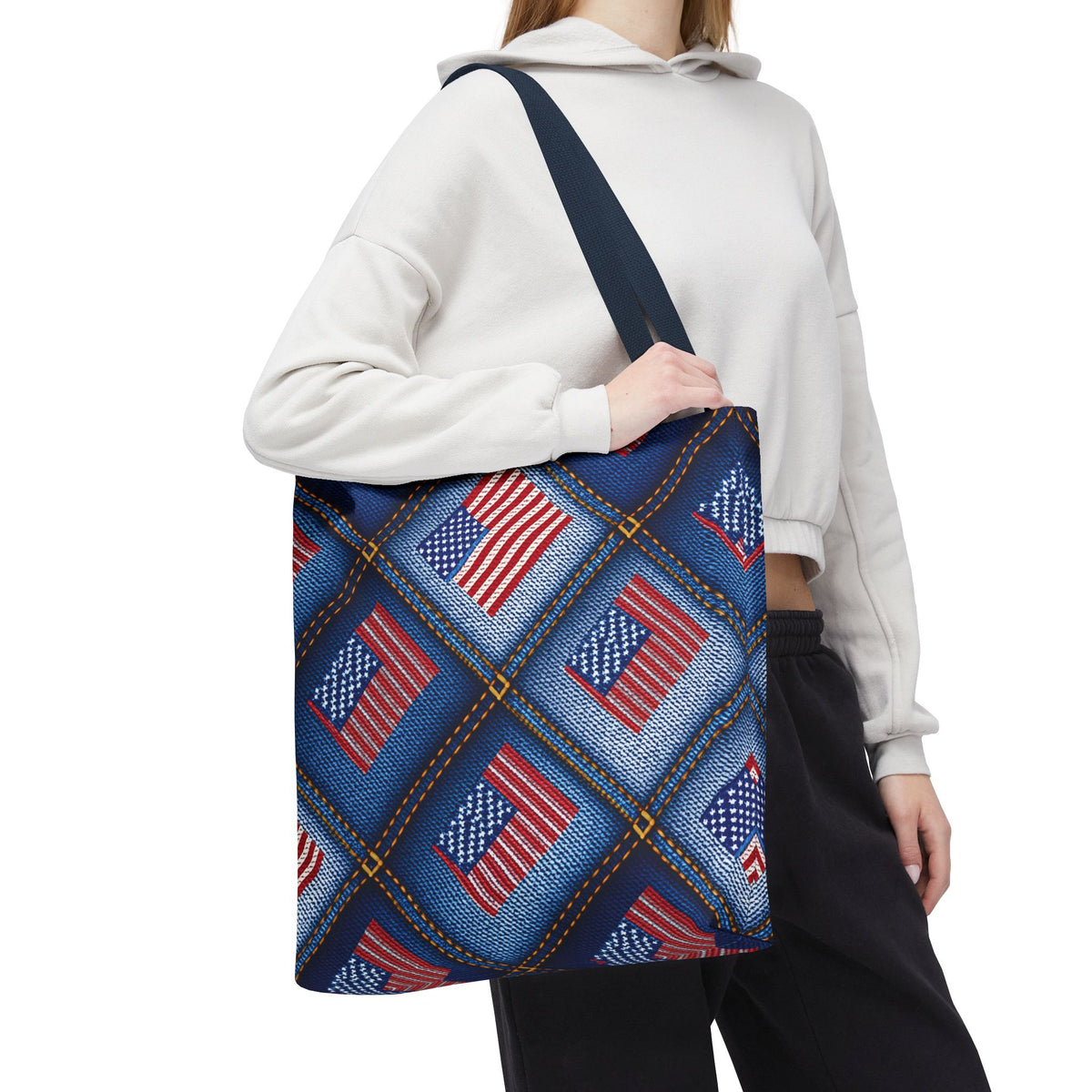 4th of July Graphic Denim Fabric Imitation Print Unisex Canvas Bag Poly Spun 3 Sizes Tote Bag 200-21