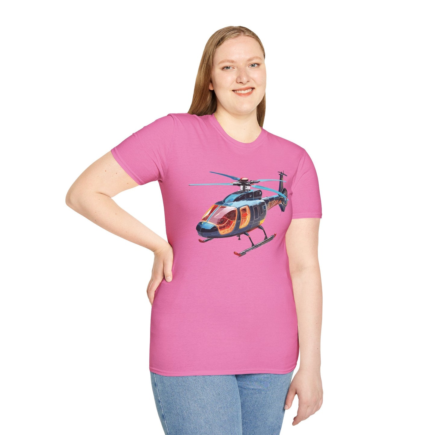 Unisex Helicopter Chopper Shirt Graphic Tee Softstyle 64000 100 Percent Ring Spun Cotton