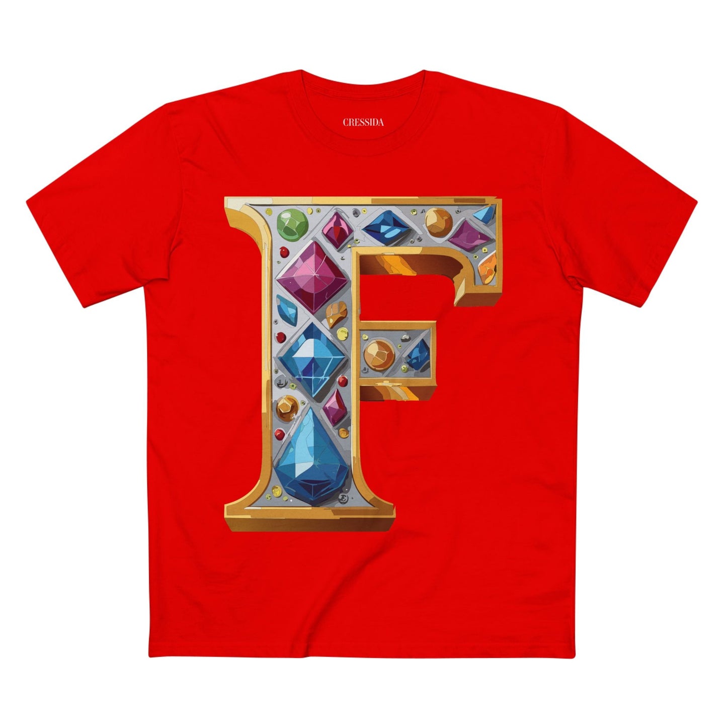 Letter F Graphic Design Tee Unisex 100 Cotton With Antique Gold Letters Artwork T-Shirt