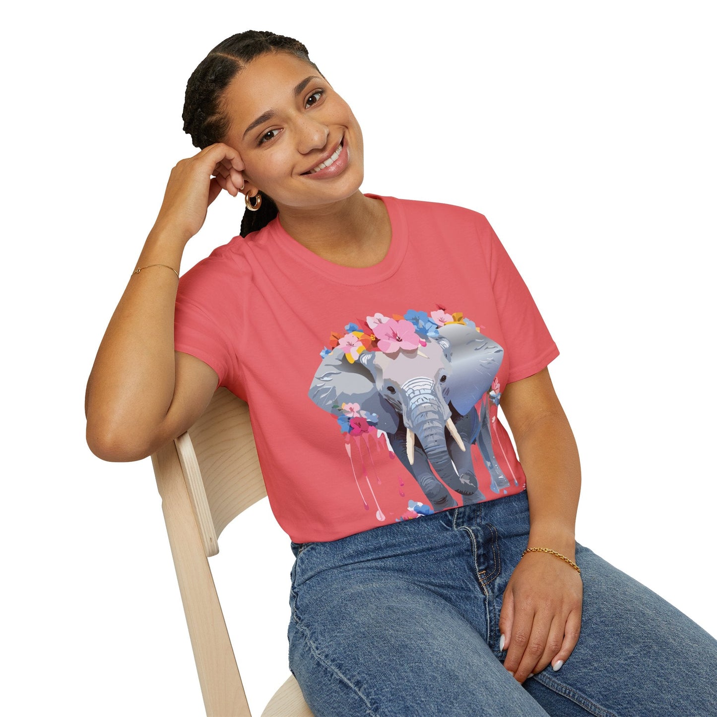 Elephant Graphic T Shirt Unisex Animals Tee Softstyle 64000 Gildan Comfort Breathable
