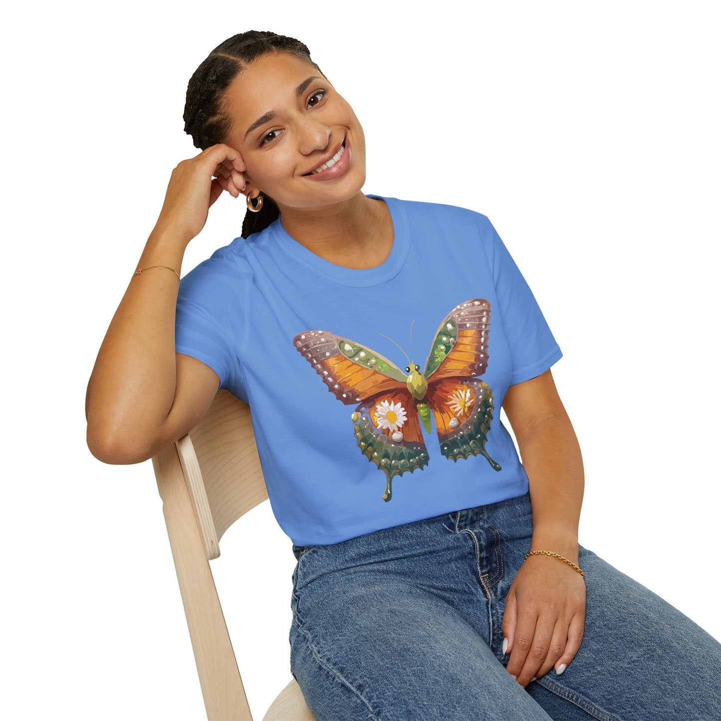 Butterfly T Shirt Unisex Monarch Shirt Gildan Softstyle 64000 100 Percent Ring Spun Cotton