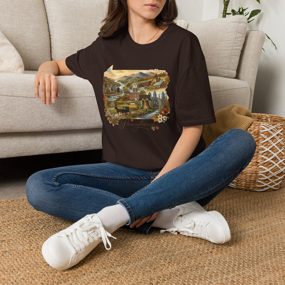 Pennsylvania State Travel Tourist Graphic Design Unisex 100 Cotton Gildan T-Shirt