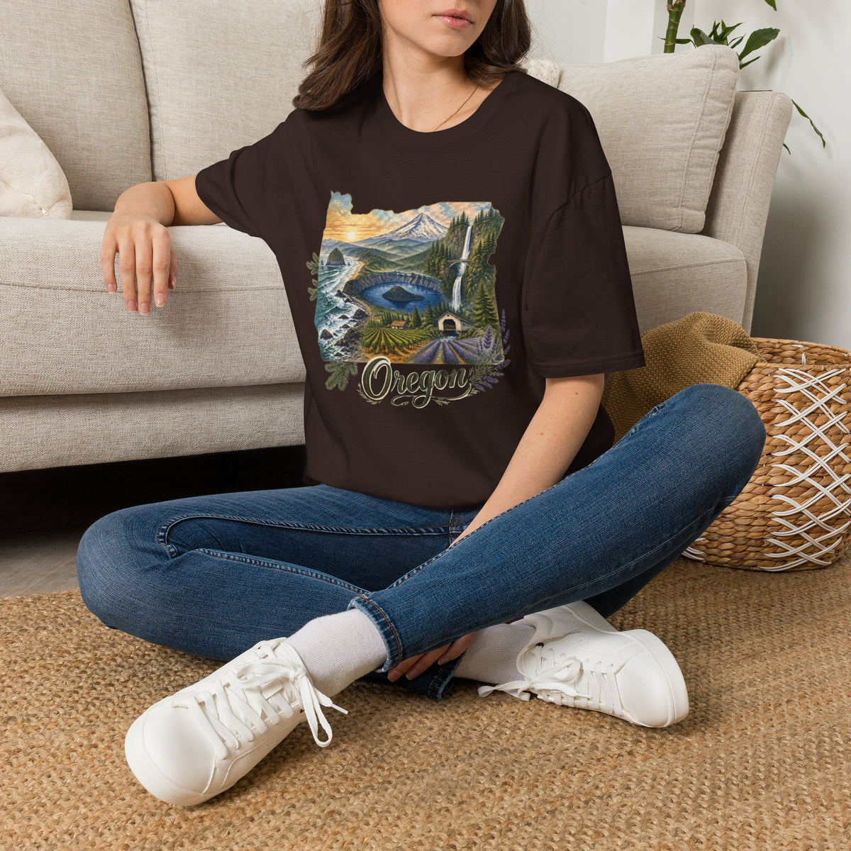 Oregon Crater Lake Mountains Travel Graphic Design Unisex 100 Cotton Gildan T-Shirt