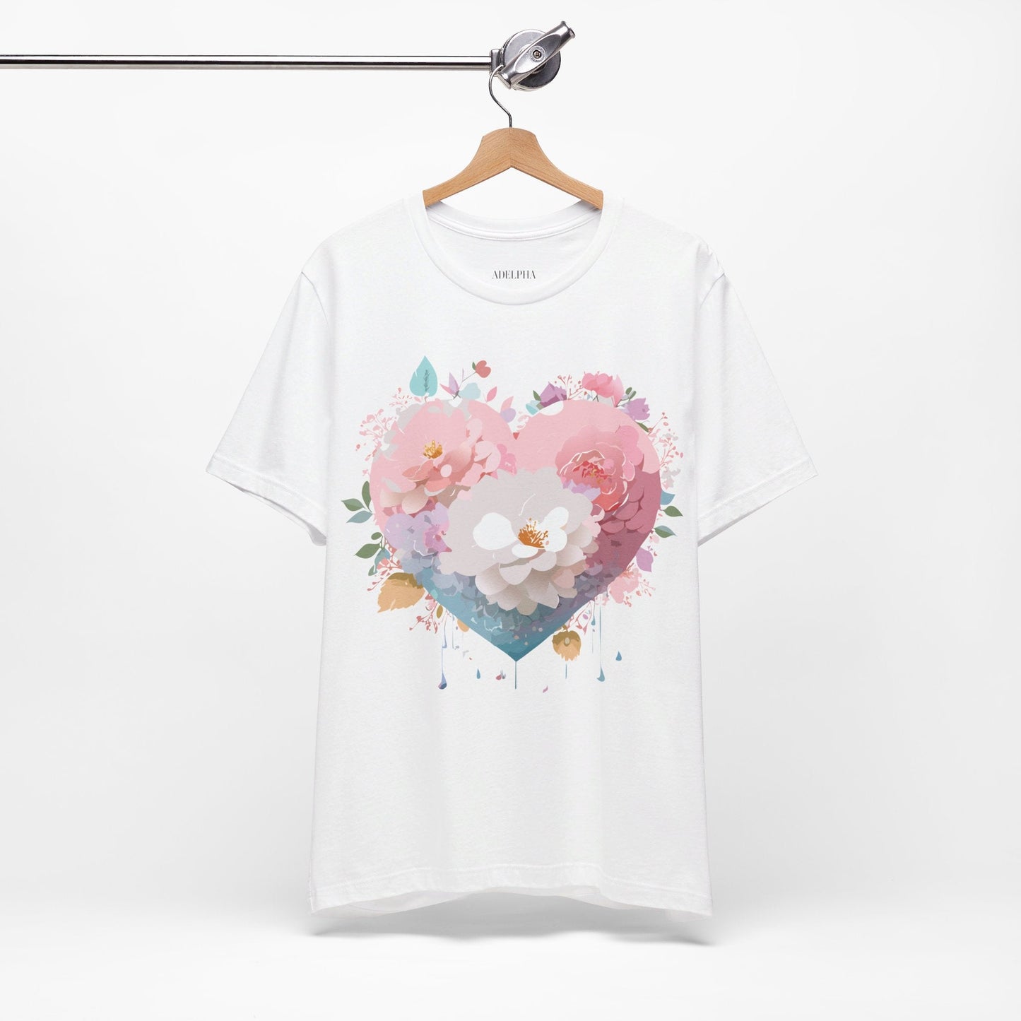 Valentine Day Graphic Unisex 100 Cotton Vintage Artwork with Love and Flower Design Tee 35