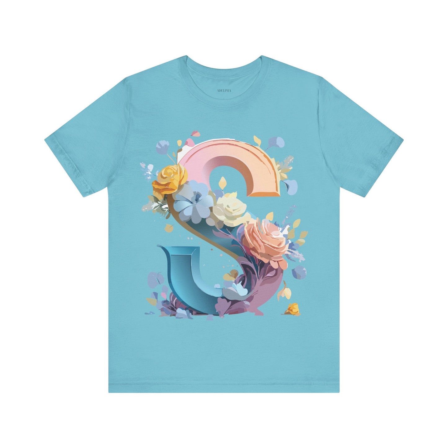 Letter S Graphic Tee Unisex Short Sleeve Shirt Adelpha Vintage Inspired Art Design