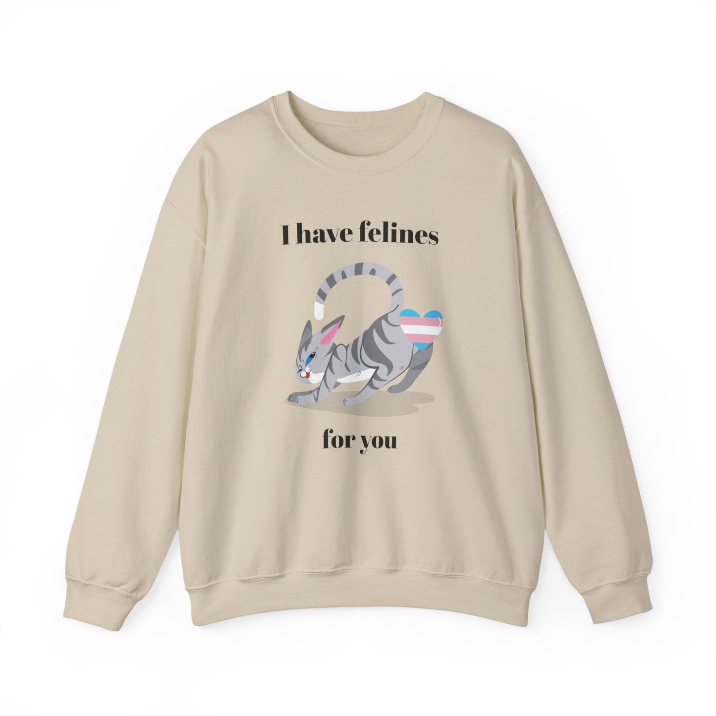 Cat Heart Sweatshirt Unisex Valentine Design 50 50 Cotton Poly Gildan 18000 Crewneck