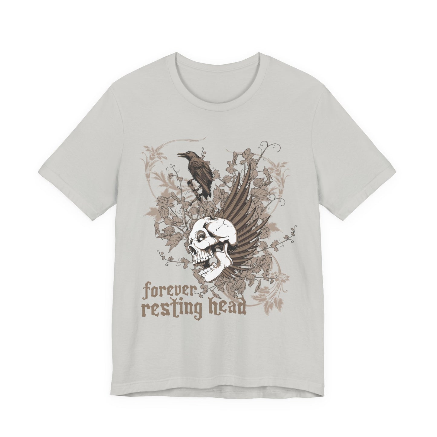 Forever Resting Head Tee, Edgy Graphic Shirt, Music T-Shirt, Gothic Tees, Skull Shirt, Art Design Tee, Skull Graphic Top