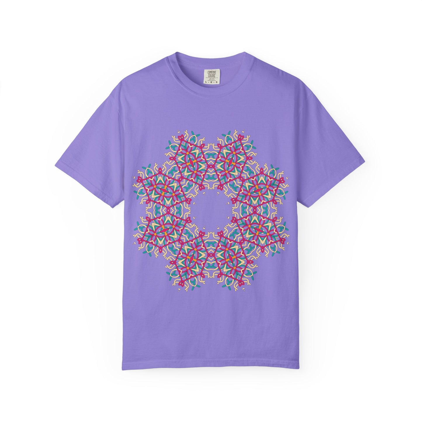 Unisex Garment Dyed Cotton T-Shirt with Mandala Graphic Design