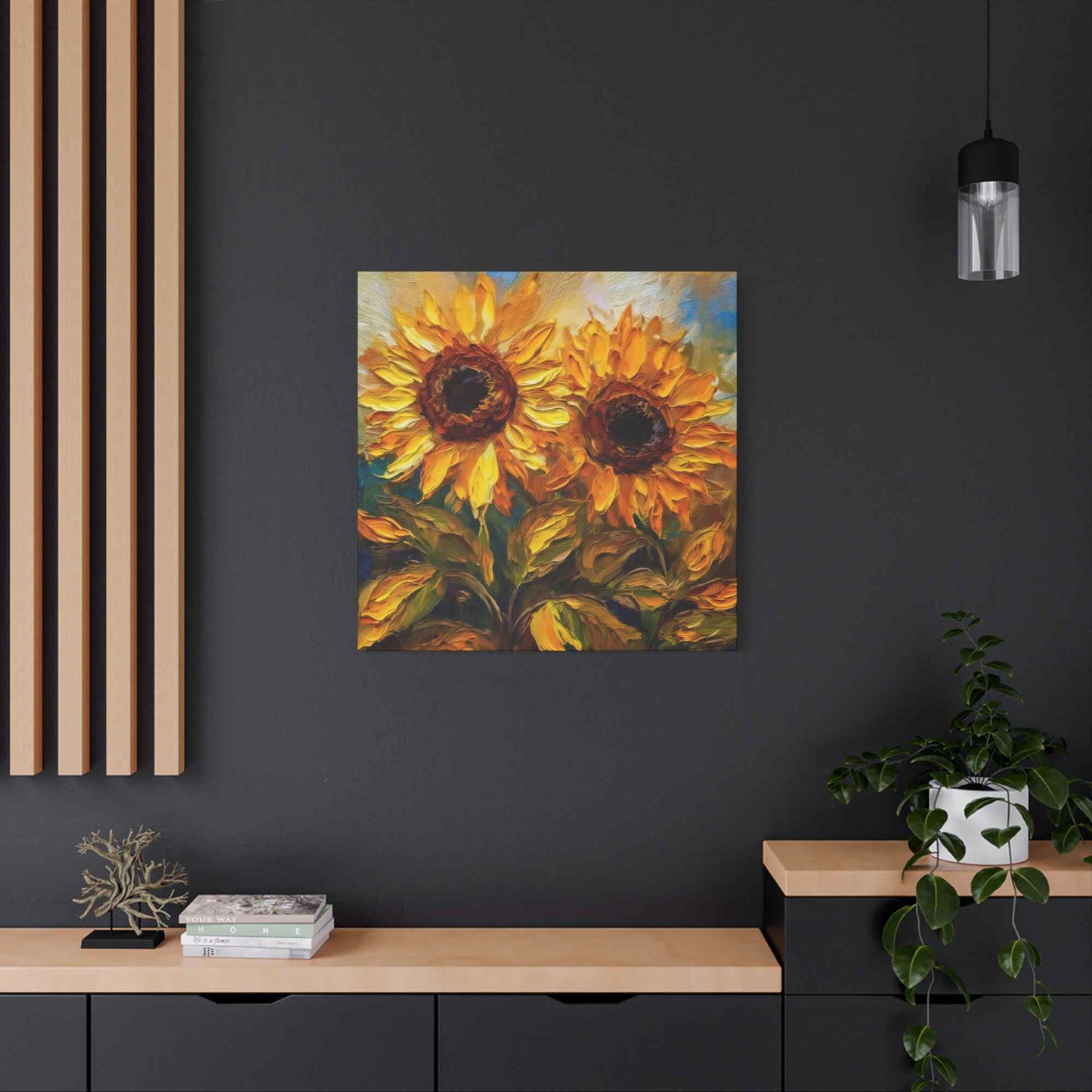Sunflowers Print Canvas, Flowers Oil Paint Print 20x20, 24x24, 30x30, 32x32, 36x36, Floral Art Design Print Non-Frame MC-25