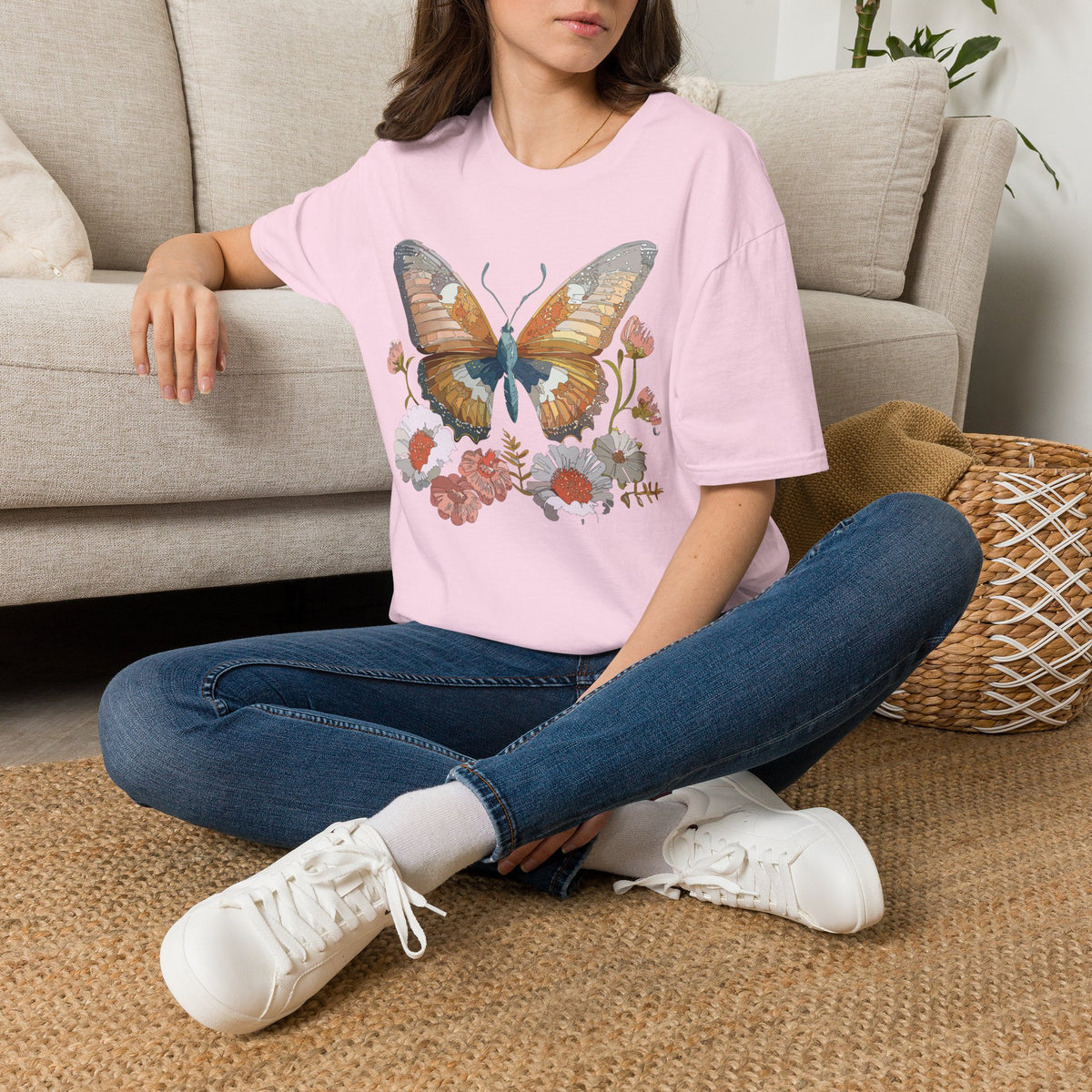 Butterfly Floral Watercolor Wings Graphic Design Unisex 100 Cotton Gildan T-Shirt