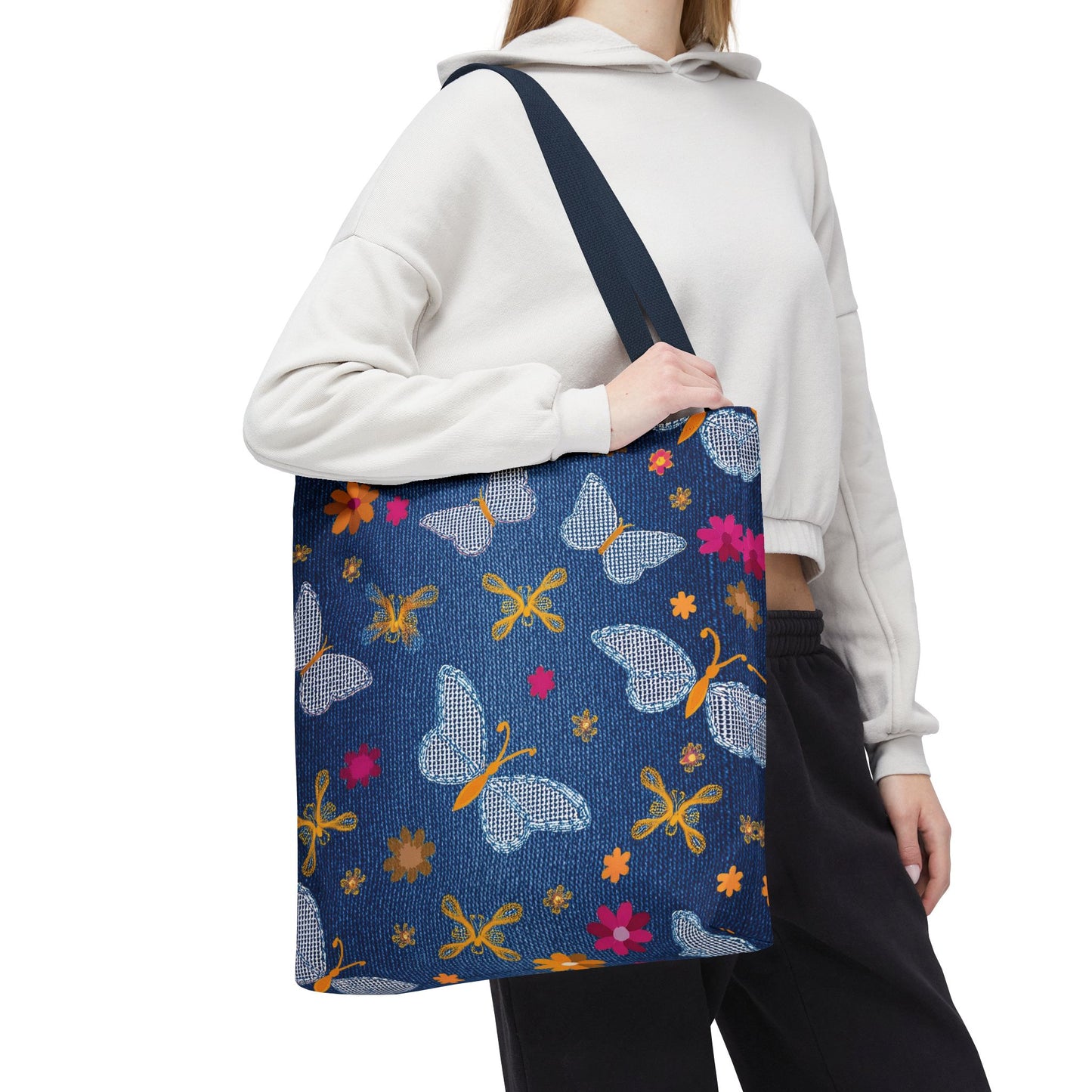 Denim Fabric Imitation Print Unisex Canvas Bag Poly Spun 3 Sizes Tote Bag 170