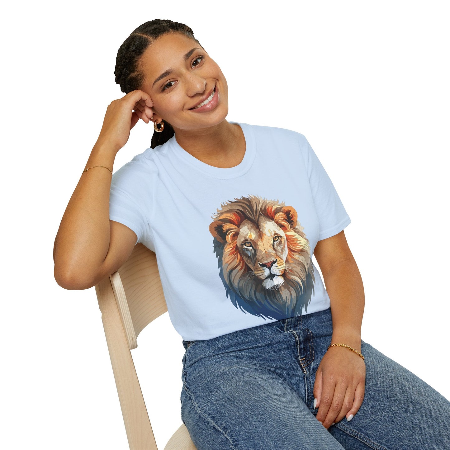 Gildan Softstyle Lion Print T Shirt Floral Tee For Unisex Everyday Comfort