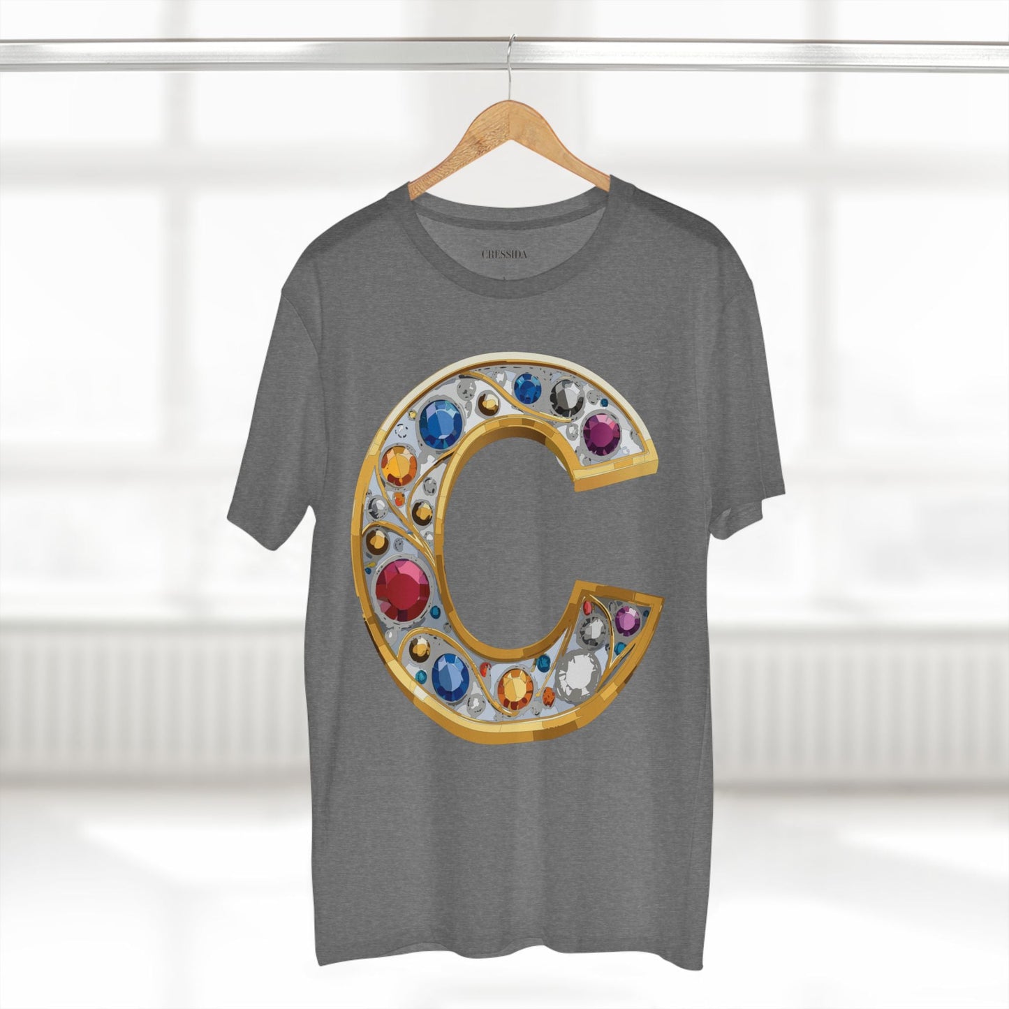 Letter C Graphic Design Tee Unisex 100 Cotton With Antique Gold Letters Artwork T-Shirt