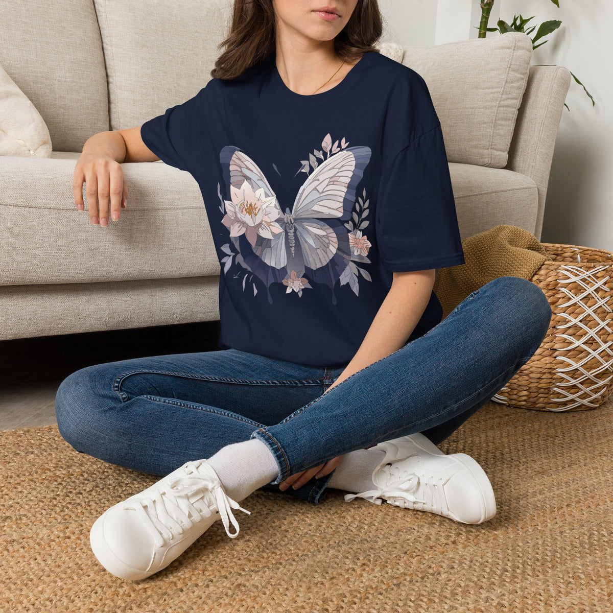 Floral Butterfly Flower Wings Graphic Design Unisex 100 Cotton Gildan T-Shirt
