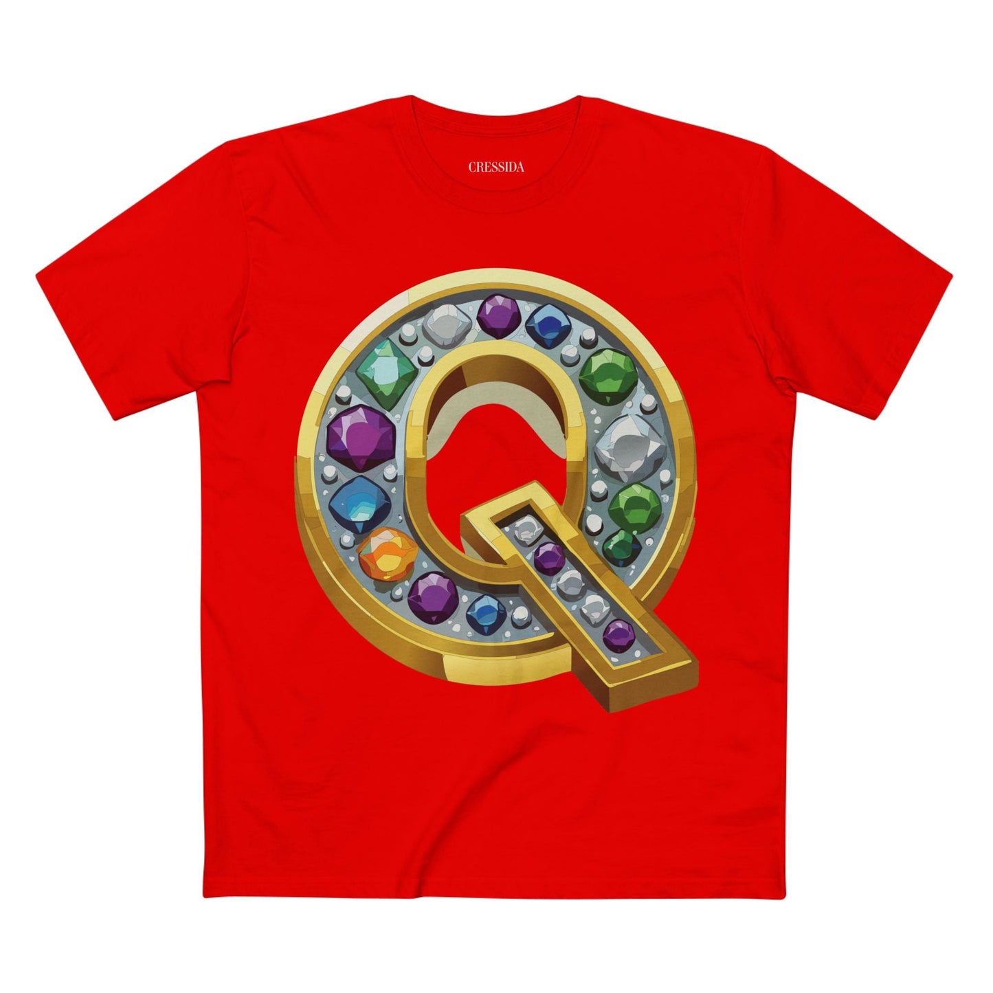 Letter Q Graphic Design Tee Unisex 100 Cotton With Antique Gold Letters Artwork T-Shirt