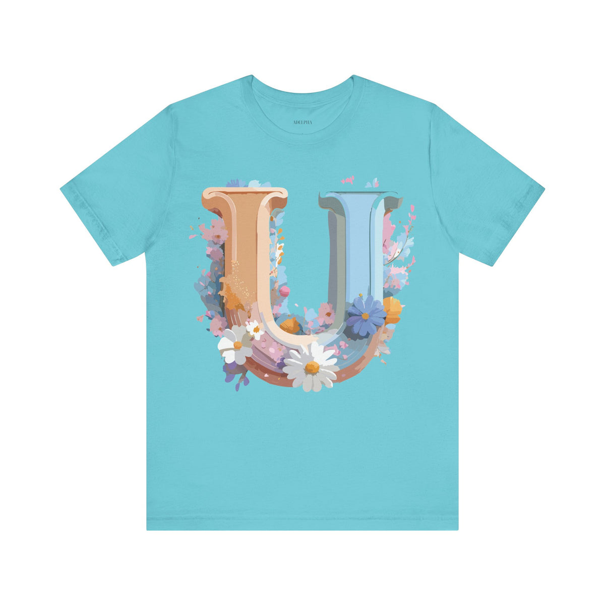 Letter U Graphic Unisex Cotton Bella+Canvas Tee with Art Letter Design