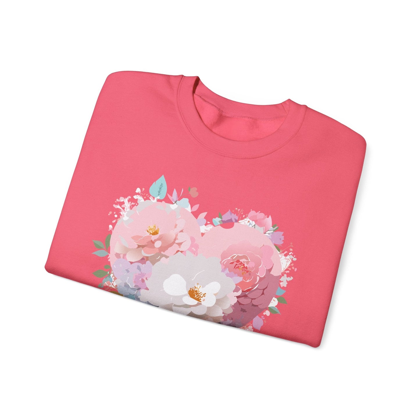 Unisex Floral Heart Sweatshirt For Valentines Day With Love Floral Print Crewneck