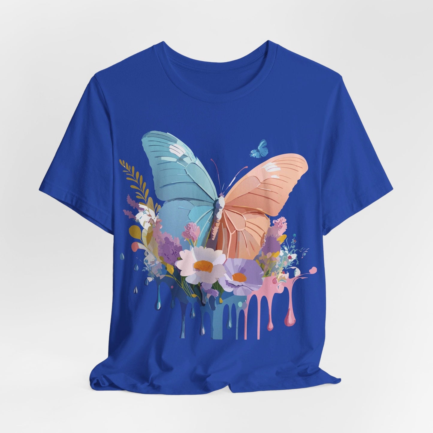 Butterfly Graphic Unisex 100 Cotton Lightweight Vintage Floral Design Jersey Tee 3