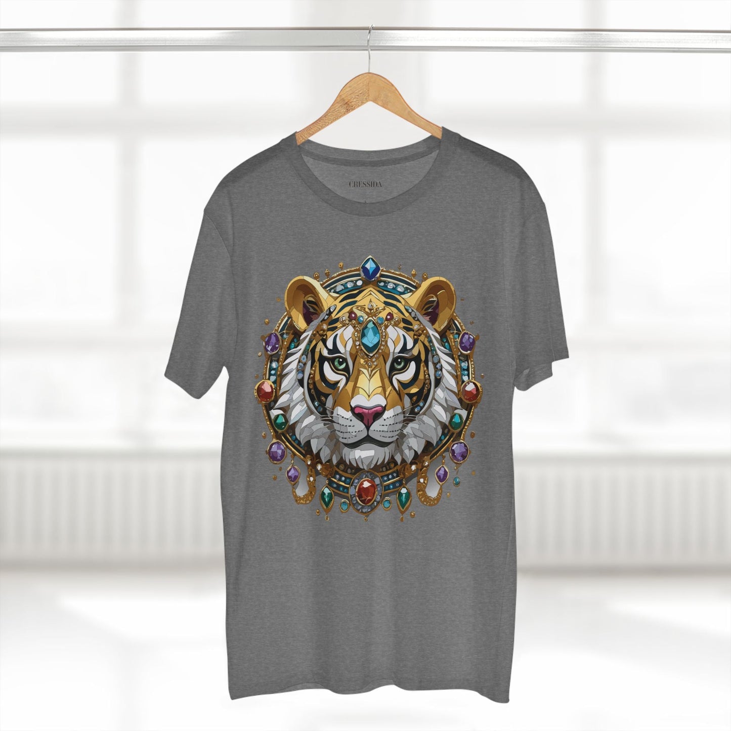 Tiger Graphic Unisex 100 Cotton Tee With Unique Animal Golden Medallion Art Design 52