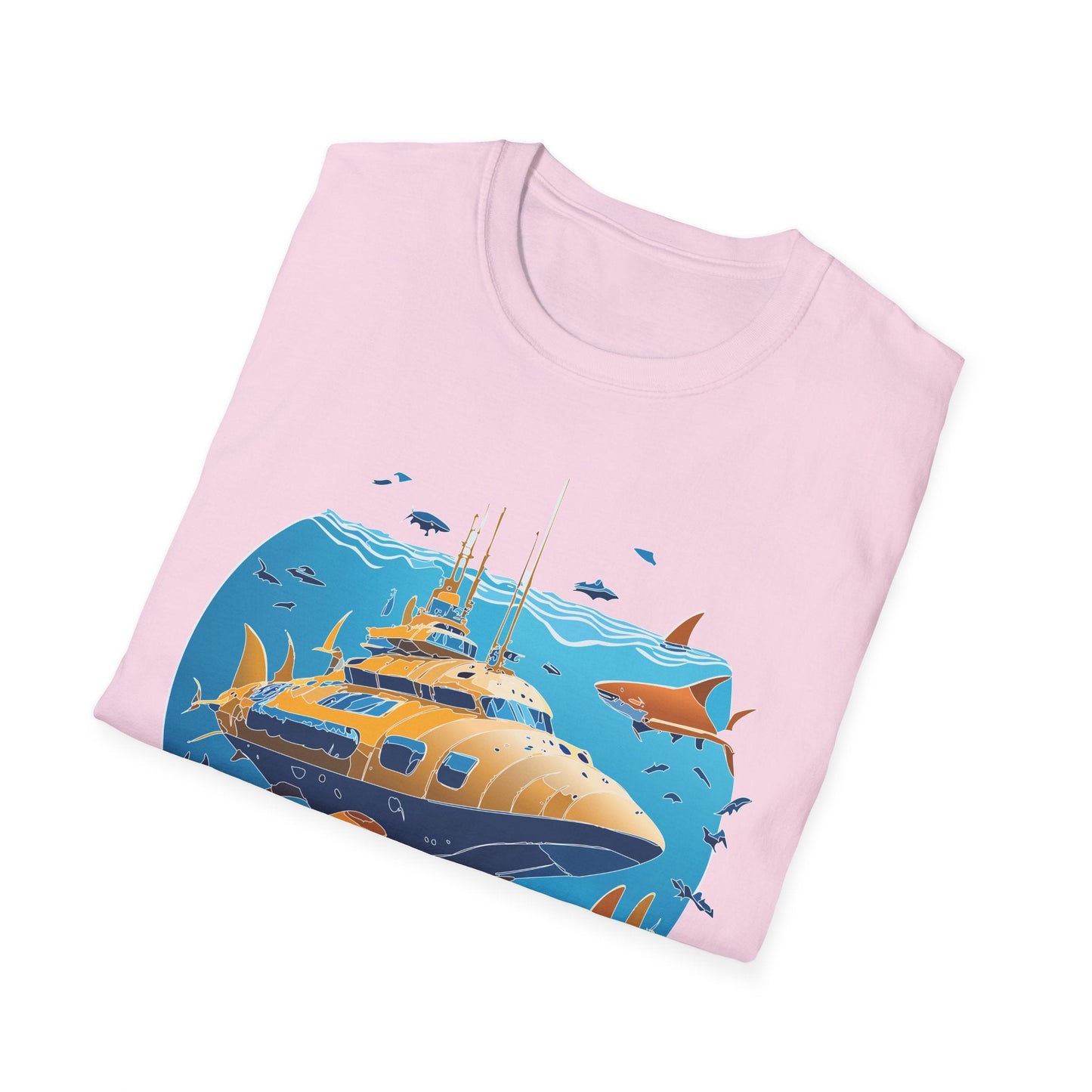 Ocean T Shirt Unisex Gildan Softstyle 64000 100 Percent Cotton Ring Spun U Boat Design Graphic