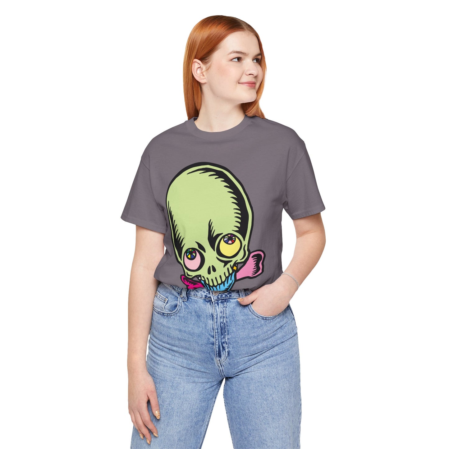 Lt Green Skull Graphic Design Tee, Skull Shirt, Vintage Tees, Art Design T-Shirt, Vintage Graphic Tee, Art Shirts with Skulls