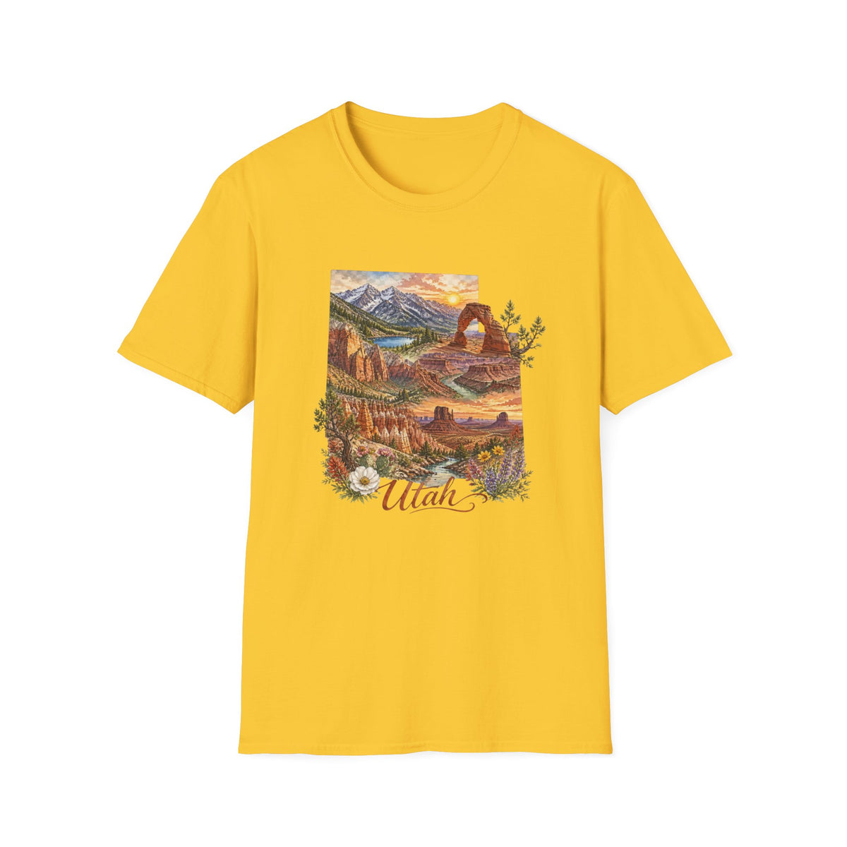 Utah Scenic T-Shirt — Vintage National Park Landscape Tee Travel Tourist Graphic Design Unisex 100 Cotton Gildan T-Shirt