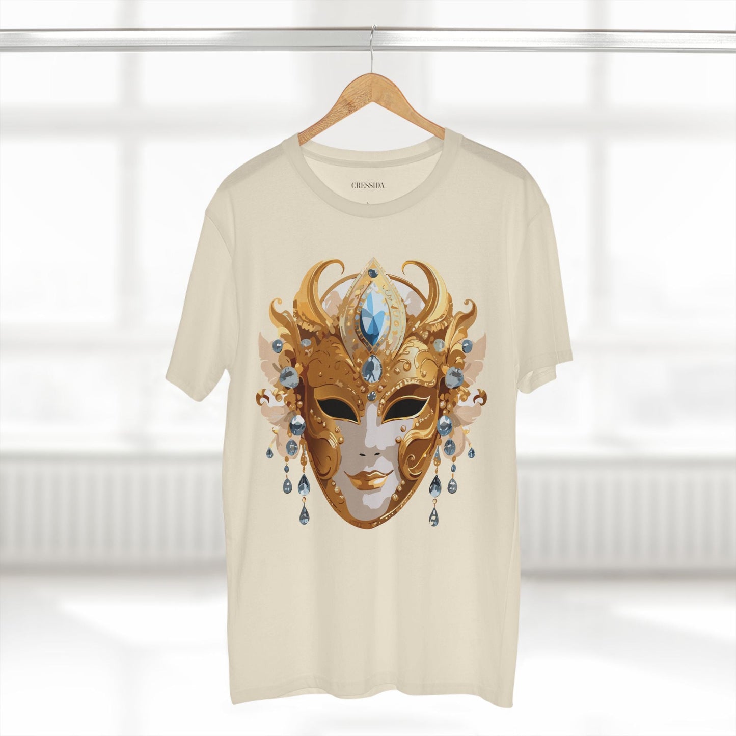 Carnival Mask Graphic T-Shirt Unisex 100 Cotton With Antique Gold Art Design Tee 22