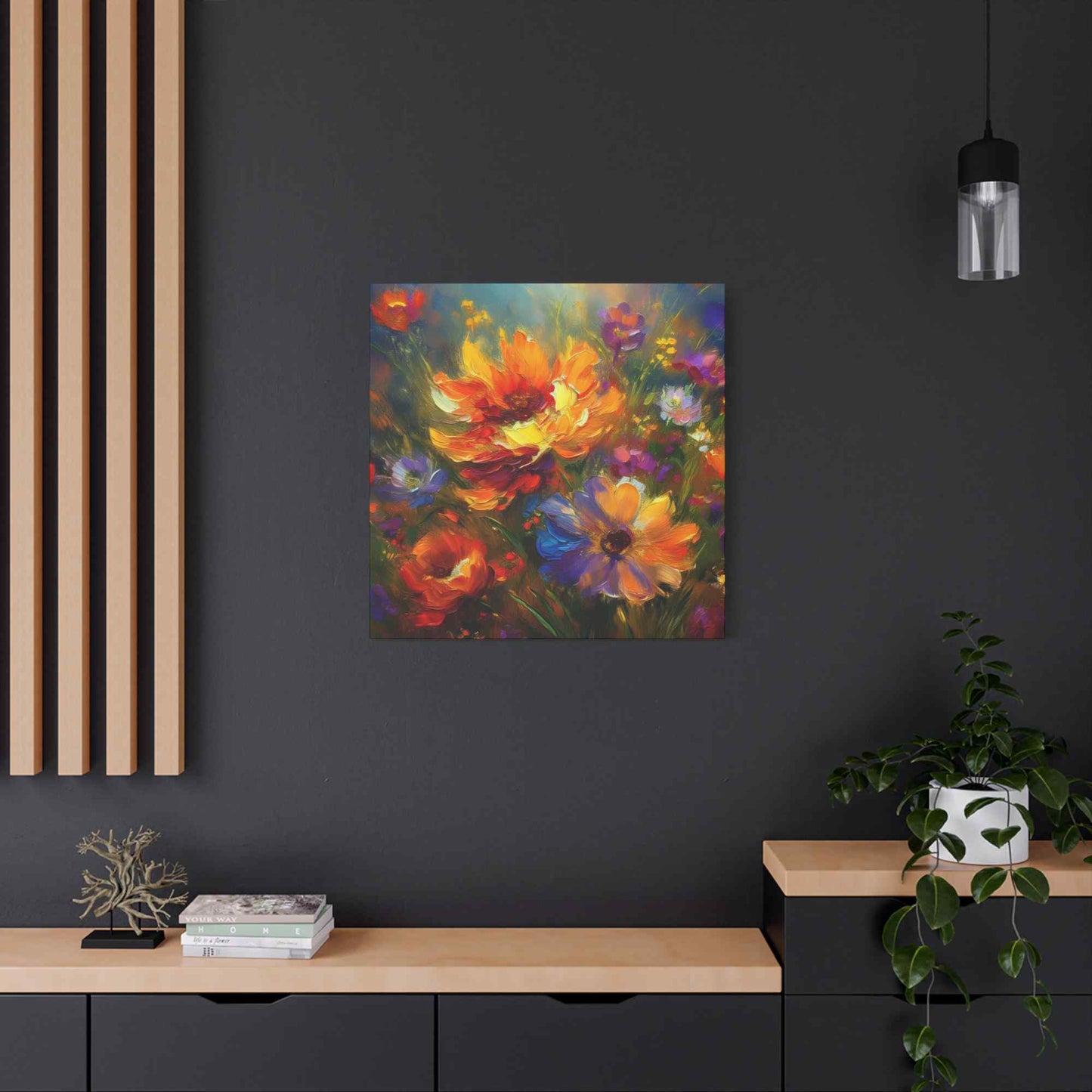 Flowers Print Canvas, Floral Oil Paint Print 20x20, 24x24, 30x30, 32x32, 36x36, Floral Art Design Print Non-Frame MC-15