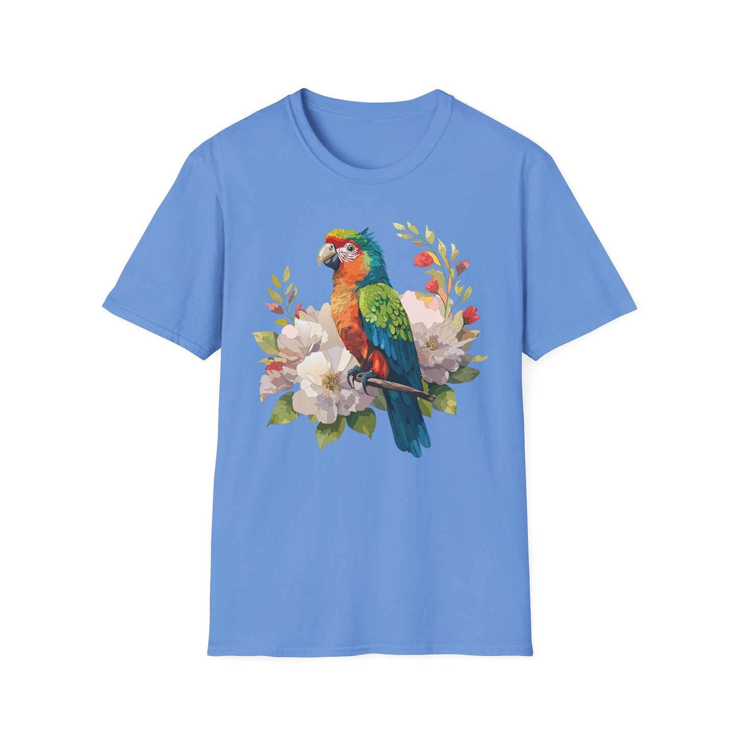 Floral Bird T Shirt Unisex Softstyle Gildan 64000 Graphic Tee With Animal Design