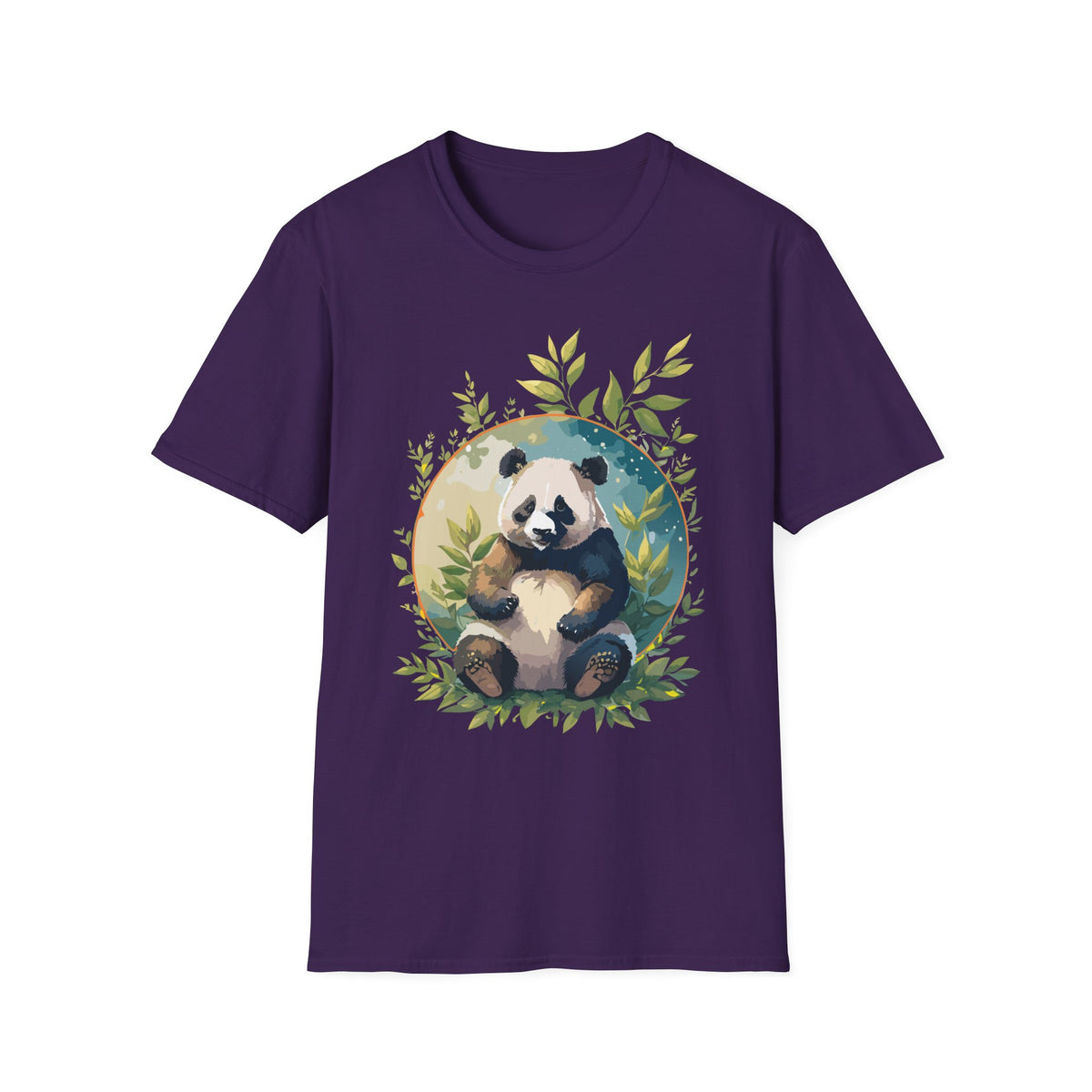 Panda with Leaves T-Shirt | Cute Panda Illustration Tee
