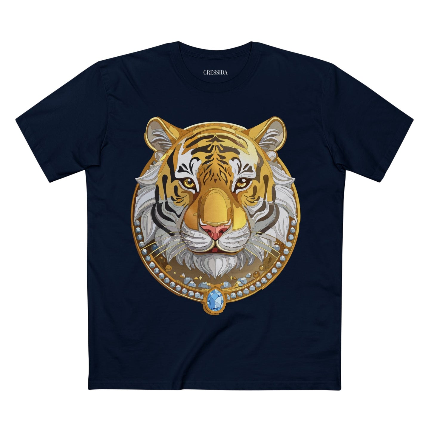 Tiger Graphic Unisex 100 Cotton Tee With Unique Animal Golden Medallion Art Design 4